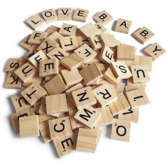200PCS Scrabble Letters for Crafts - Wood Tiles for DIY Gift Decoration, - Picture 1 of 8